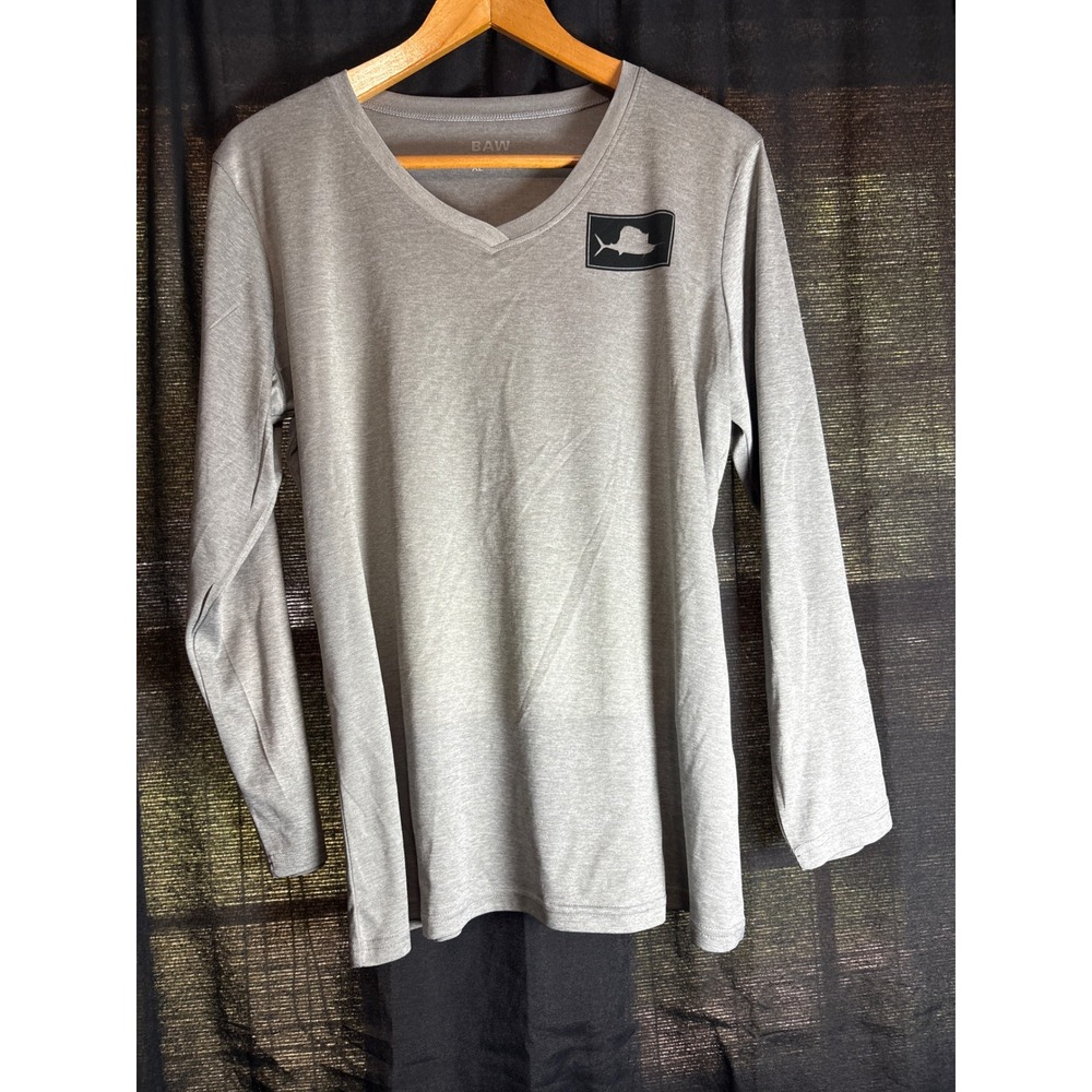 BAW Athletic Wear Sailfish Brewing Co Gray Long Sleeve Fishing Shirt XL Men